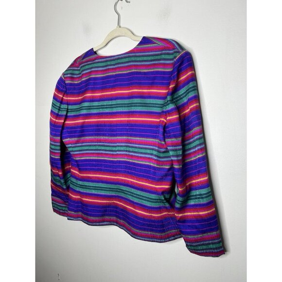 Adrianna Papell Womens 100% Silk Pink Striped Jacket Wedding Party Safe Silk 12 - Picture 5 of 7